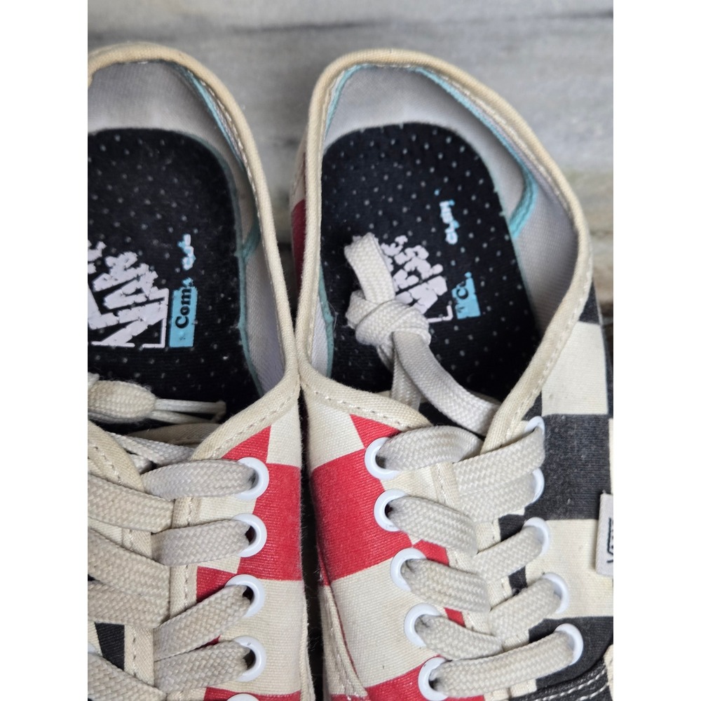 Vans Authentic ComfyCush Red Black Checkerboard Sneakers Mens 7.5 Womens 9 - Picture 3 of 8